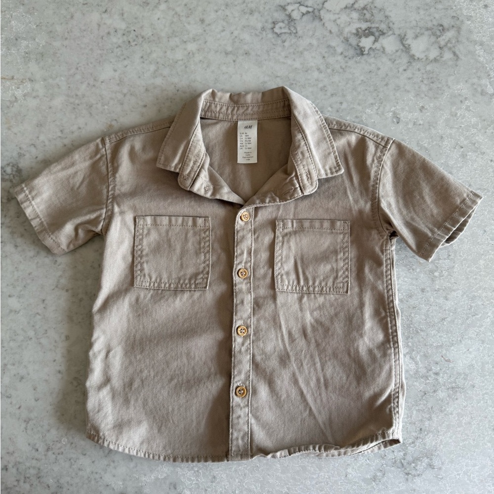 Toddler Tan Button-Up Shirt